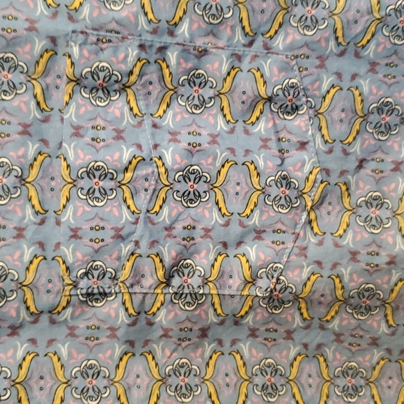 Ken Ltd LG Cotton Patterned Blue & Yellow Button Up Short Sleeve Summer Shirt - Picture 5 of 8